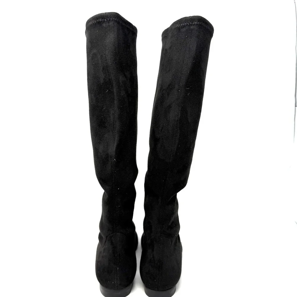 Jon Josef Merly Black Stretch Suede Pull On Knee-High‎ Boots 6 Pointed Toe